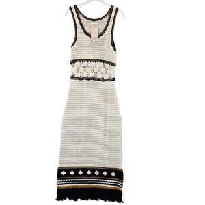 MOTHER Dress Womens Small Sand Dune The Frayed Edge Crochet Knit Fringe NWT